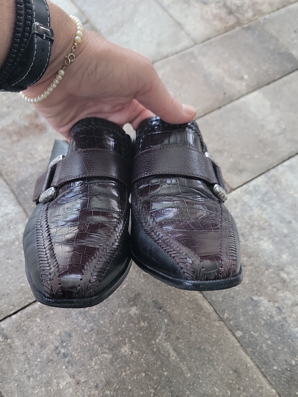 Vintage 90's Brighton Triad Mules Clogs Sz 9 Buckle Accent Brown & Black Leather - Picture 9 of 13